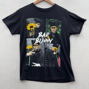 Bad Bunny Medium Tour Merch Black Shirt Benito Rap Tee Band T Puerto Rico